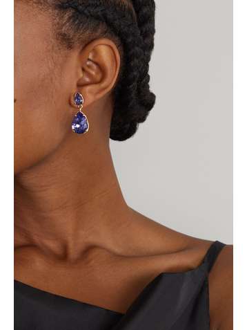 ROXANNE ASSOULIN Double Tear gold-tone crystal earrings