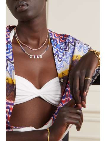 ROXANNE FIRST Ciao gold, sapphire and mother-of-pearl necklace