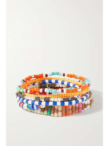ROXANNE ASSOULIN Set de six bracelets en métal doré, perles synthétiques et perles Mumble Jumble