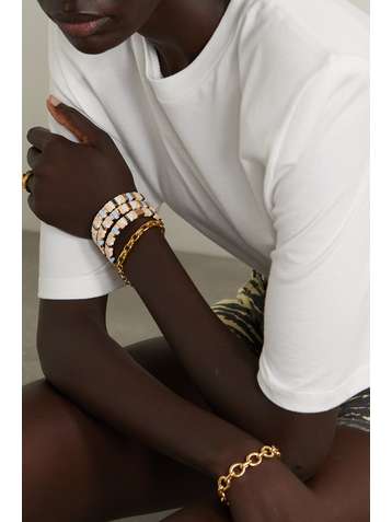 ROXANNE ASSOULIN Set de trois bracelets en émail et métal doré Linen