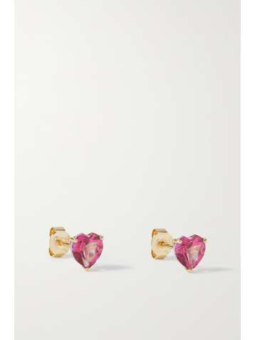 FRY POWERS Rainbow Heart Ohrstecker aus 14 Karat Gold mit Topasen