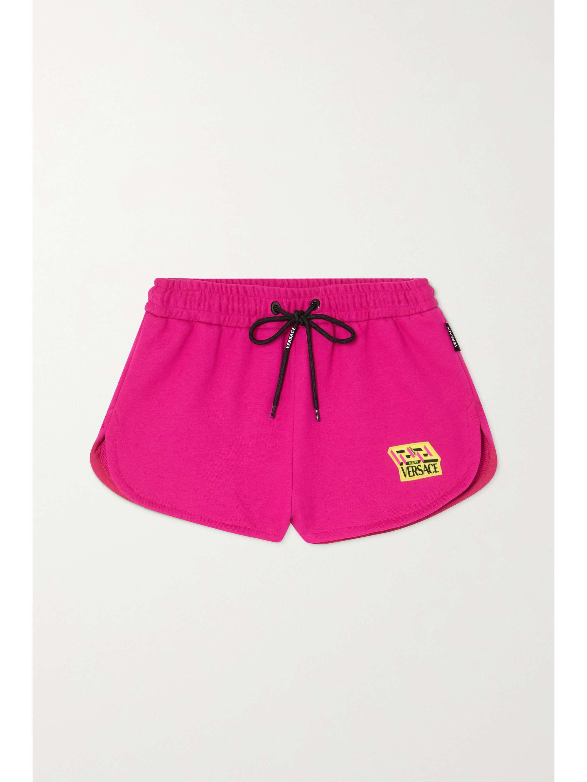 Pink Appliquéd cotton-jersey shorts 