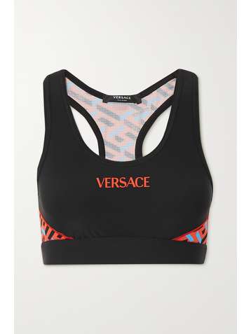 VERSACE Printed stretch sports bra