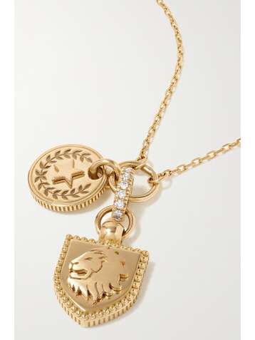 FOUNDRAE Per Aspera Ad Astra and Strength 18-karat gold diamond necklace