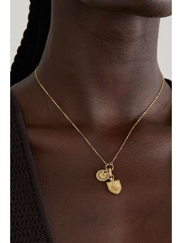 FOUNDRAE Per Aspera Ad Astra and Strength 18-karat gold diamond necklace