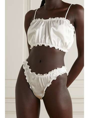 I.D. SARRIERI Lombard Street Bandeau-BH aus Satin aus einer Seidenmischung mit Rüschen