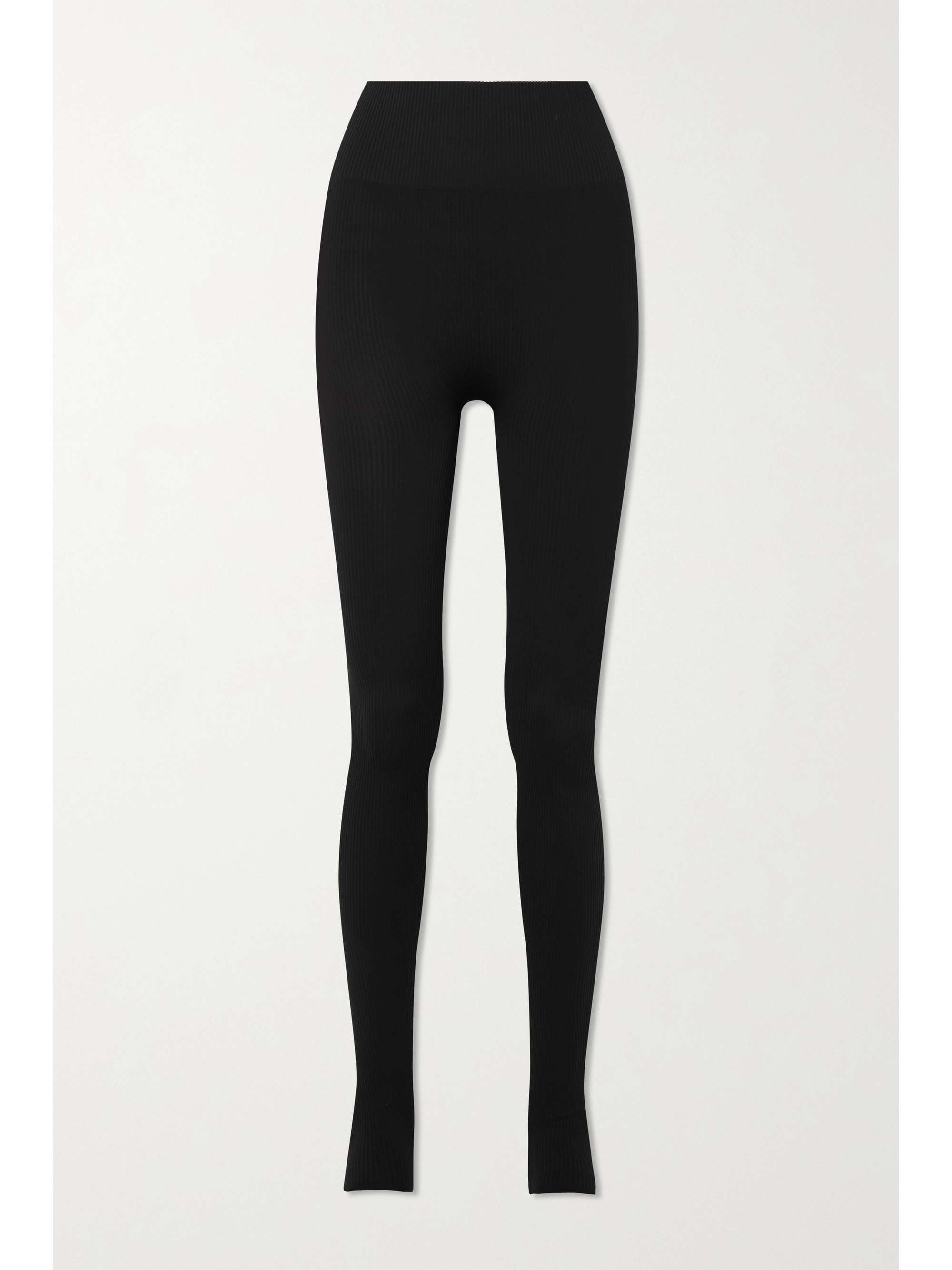 Black Ribbed-knit stirrup leggings 