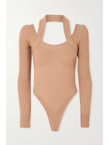 ANDREA ADAMO Layered ribbed-knit bodysuit