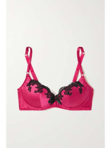 AGENT PROVOCATEUR Molly Bügel-BH aus Stretch-Seidensatin mit Besätzen aus Leavers-Spitze