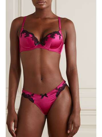 AGENT PROVOCATEUR Molly Höschen aus Stretch-Seidensatin mit Besatz aus Leavers-Spitze
