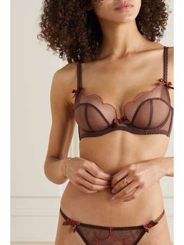 AGENT PROVOCATEUR Lorna Bügel-BH aus besticktem Tüll mit Schleifen