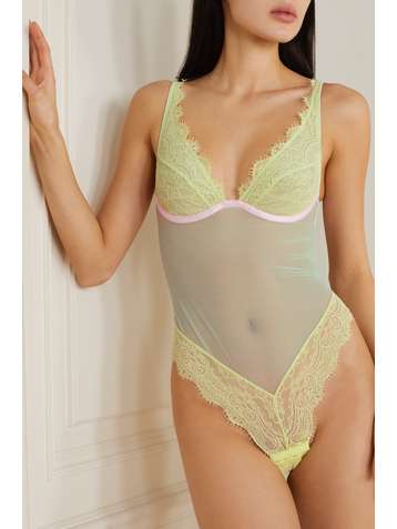 DORA LARSEN + NET SUSTAIN Emelie Body aus recyceltem Tüll und Spitze
