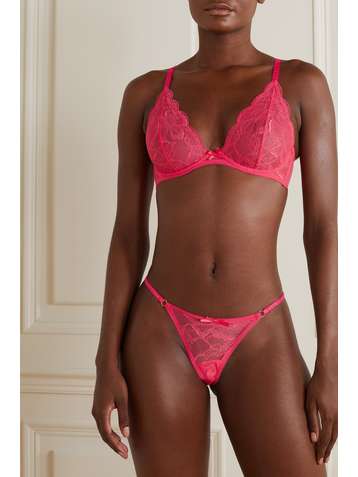 AGENT PROVOCATEUR Bernie String aus Leavers-Spitze und Tüll mit Schleife