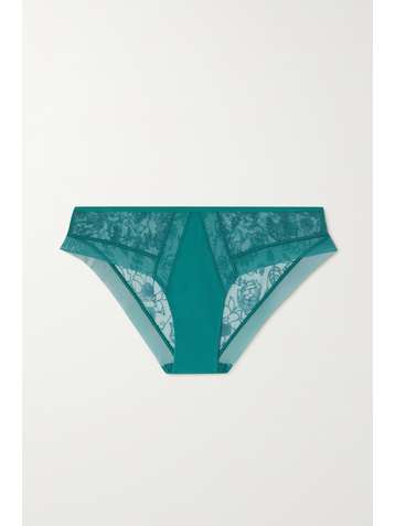 CALVIN KLEIN CK Wildflower embroidered tulle and crepe briefs