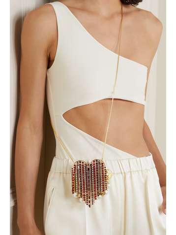 ROSANTICA Cuoricino embellished gold-tone and voile tote