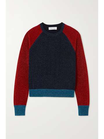 VICTORIA BECKHAM Color-block metallic cotton-blend sweater