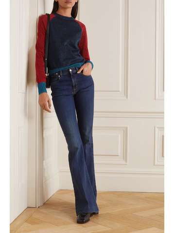 VICTORIA BECKHAM Color-block metallic cotton-blend sweater
