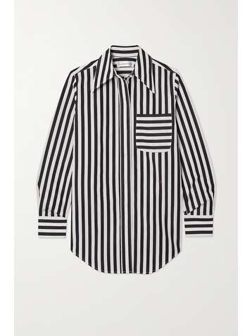 VICTORIA BECKHAM Embroidered striped cotton-poplin shirt