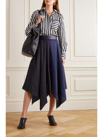 VICTORIA BECKHAM Embroidered striped cotton-poplin shirt