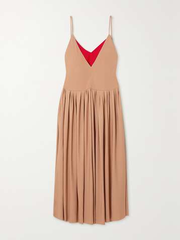VICTORIA BECKHAM Layered pleated jersey midi dress