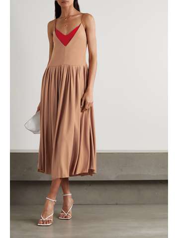 VICTORIA BECKHAM Layered pleated jersey midi dress