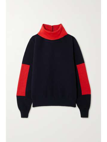 VICTORIA BECKHAM Two-tone knitted turtleneck sweater