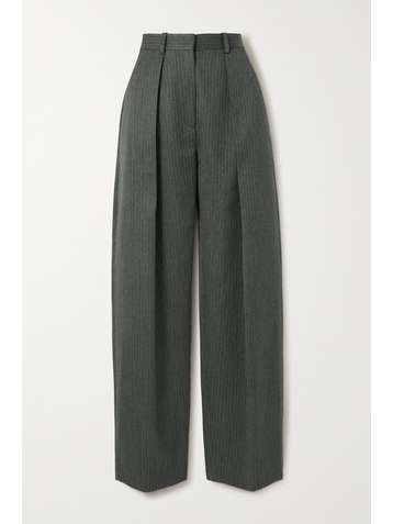 VICTORIA BECKHAM Pinstriped herringbone wool wide-leg pants