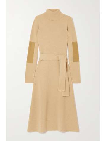 VICTORIA BECKHAM Belted wool-blend turtleneck midi dress
