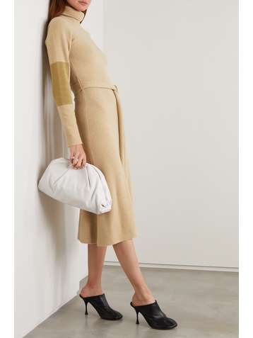 VICTORIA BECKHAM Belted wool-blend turtleneck midi dress