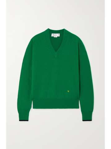 VICTORIA BECKHAM Embroidered cashmere-blend sweater