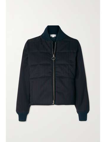 VICTORIA BECKHAM Quilted pinstriped wool-twill bomber jacket