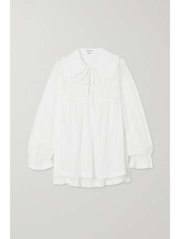 VICTORIA BECKHAM Ruffled pintucked cotton blouse