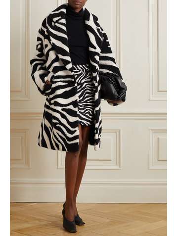 MICHAEL KORS COLLECTION Oversized zebra-intarsia shearling coat
