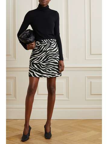 MICHAEL KORS COLLECTION Wool and silk-blend zebra-jacquard mini skirt