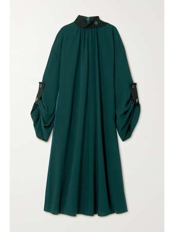 ROKSANDA Ersa grosgrain-trimmed silk-crepe midi dress