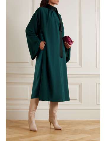 ROKSANDA Ersa grosgrain-trimmed silk-crepe midi dress