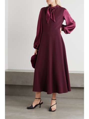 ROKSANDA Sonali satin-trimmed silk crepe de chine midi dress