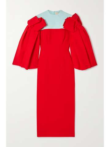 ROKSANDA Hebah ruffled color-block wool-crepe midi dress
