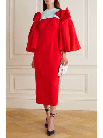ROKSANDA Hebah ruffled color-block wool-crepe midi dress