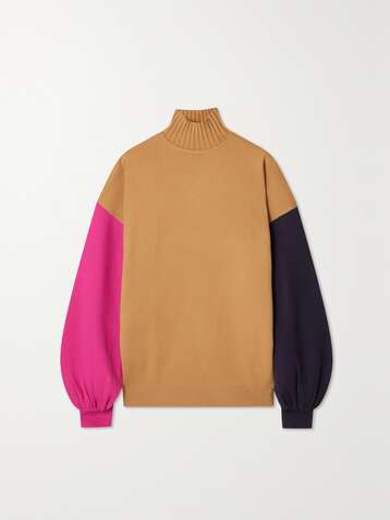 ROKSANDA Clover color-block knitted turtleneck sweater