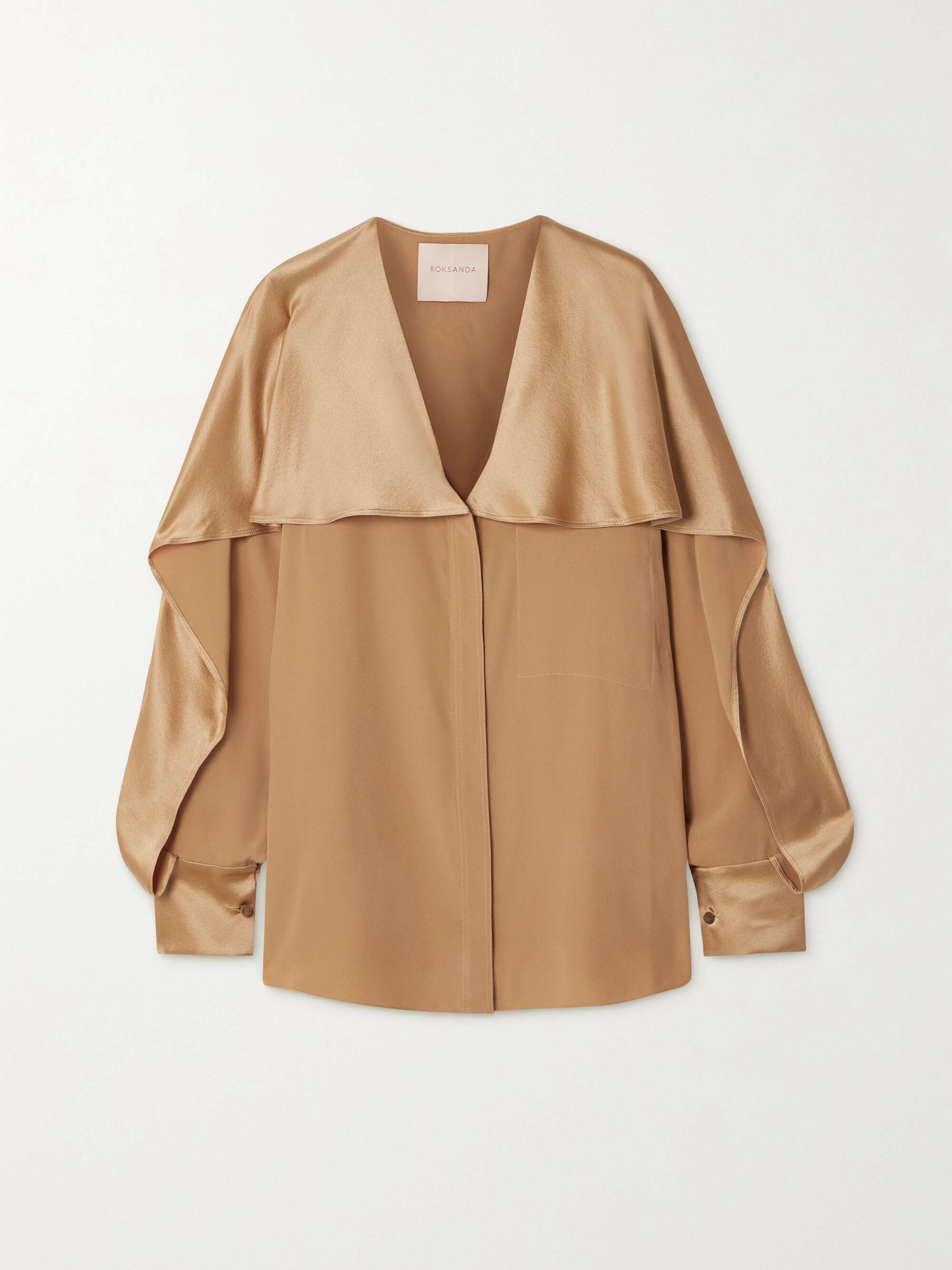 Piera cape-effect silk crepe de chine and satin blouse