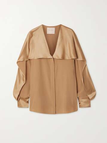 ROKSANDA Piera cape-effect silk crepe de chine and satin blouse