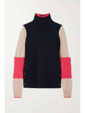 ROKSANDA Leyta color-block wool and cashmere-blend turtleneck sweater