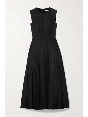 EMILIA WICKSTEAD Pamela pleated wool-twill midi dress