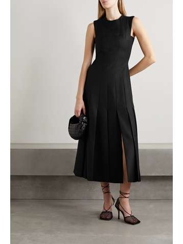 EMILIA WICKSTEAD Pamela pleated wool-twill midi dress