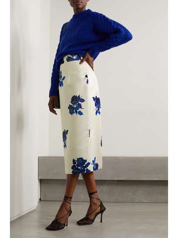 EMILIA WICKSTEAD Roma floral-print faille midi skirt