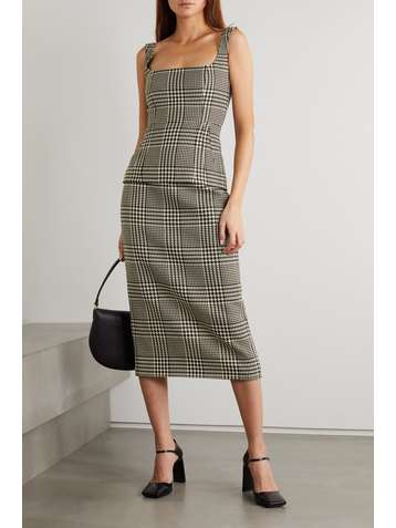 EMILIA WICKSTEAD Yolanda houndstooth merino wool-blend peplum top