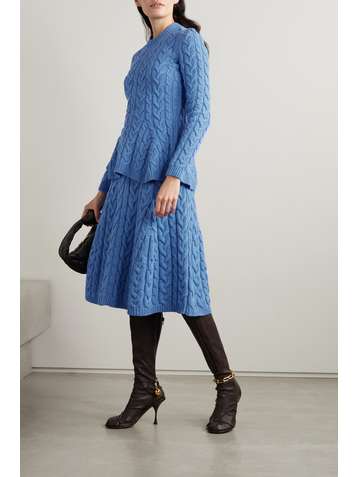BROCK COLLECTION Tallulah cable-knit cashmere and wool-blend peplum sweater