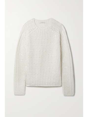 LAFAYETTE 148 Pull en cachemire à mailles gaufrées et à sequins