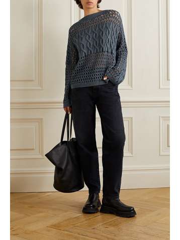 LAFAYETTE 148 Pull en soie mélangée à mailles ajourées et à sequins Infinity